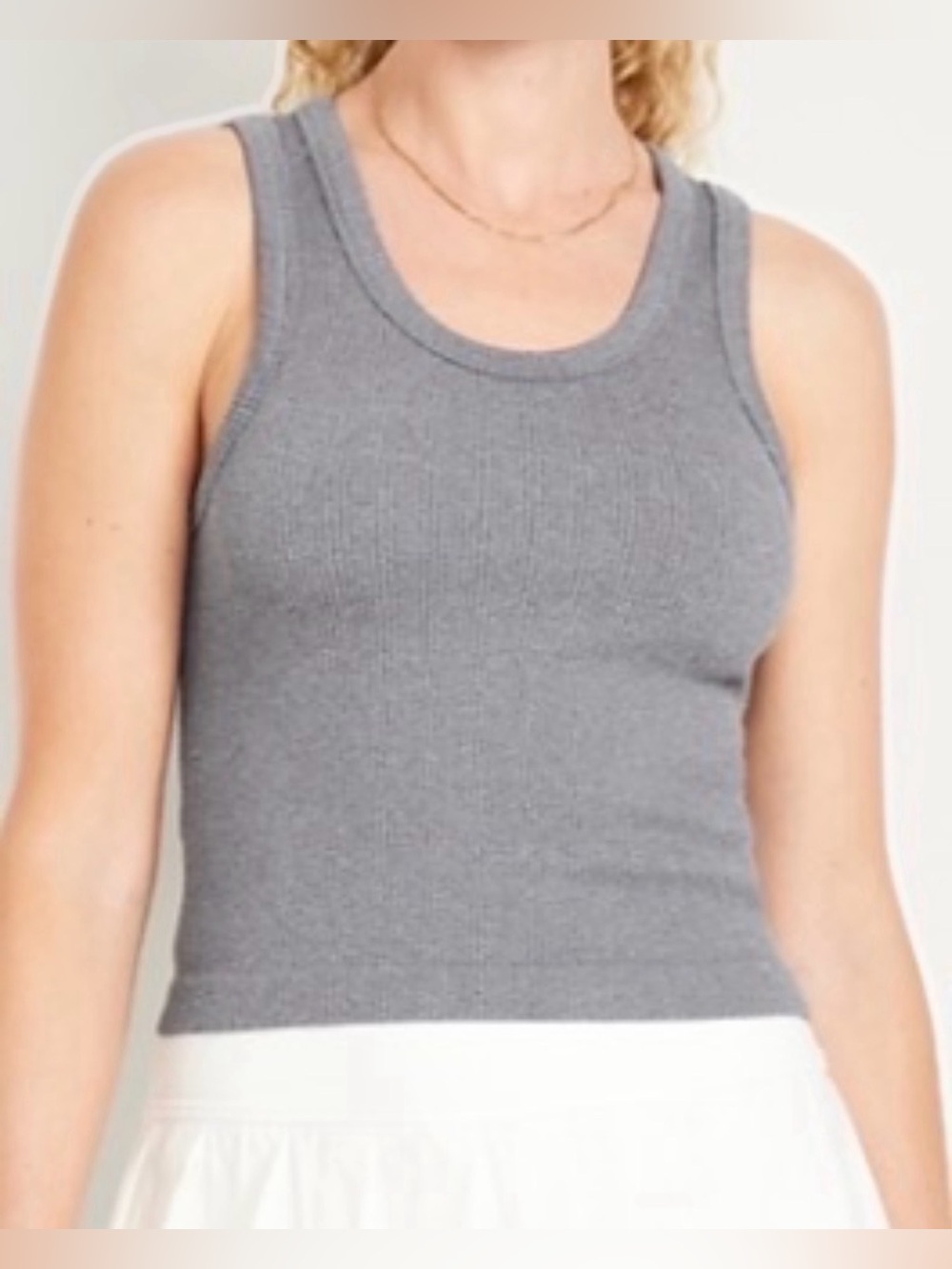 Old Navy Exhale Seamless Fitted Rib Tank, Grey, sz L Tall